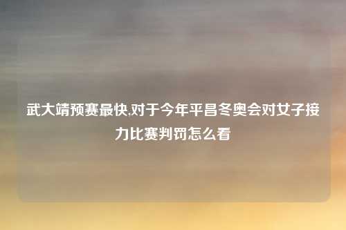 武大靖预赛最快,对于今年平昌冬奥会对女子接力比赛判罚怎么看