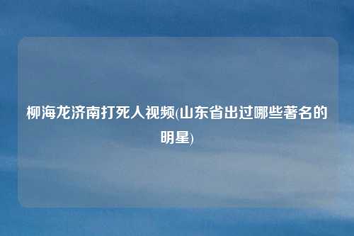 柳海龙济南打死人视频(山东省出过哪些著名的明星)