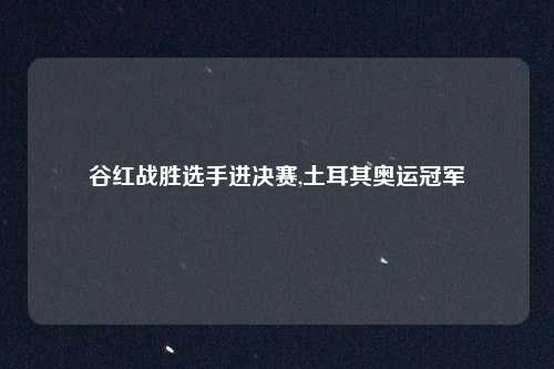 谷红战胜选手进决赛,土耳其奥运冠军