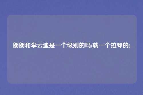 朗朗和李云迪是一个级别的吗(就一个拉琴的)
