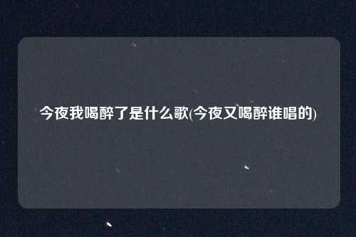 今夜我喝醉了是什么歌(今夜又喝醉谁唱的)
