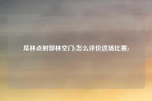 瓜林点射郜林空门(怎么评价这场比赛)