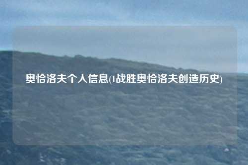 奥恰洛夫个人信息(1战胜奥恰洛夫创造历史)