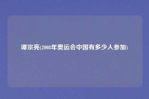 谭宗亮(2008年奥运会中国有多少人参加)