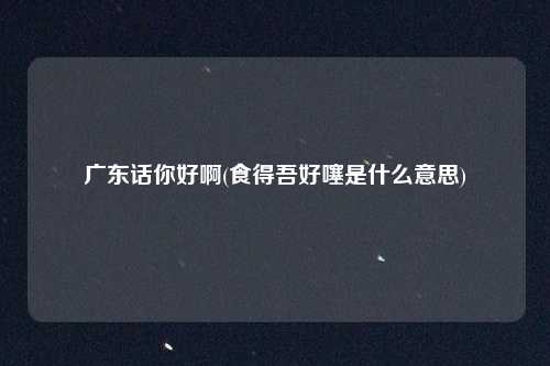广东话你好啊(食得吾好噻是什么意思)