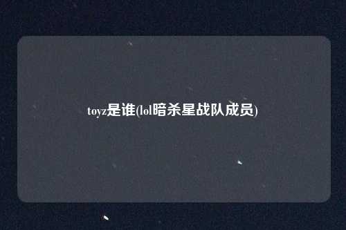 toyz是谁(lol暗杀星战队成员)