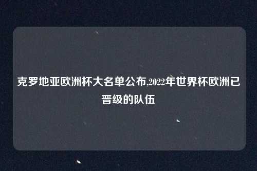 克罗地亚欧洲杯大名单公布,2022年世界杯欧洲已晋级的队伍