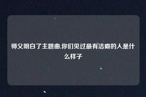 师父明白了主题曲,你们见过最有洁癖的人是什么样子