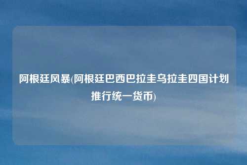 阿根廷风暴(阿根廷巴西巴拉圭乌拉圭四国计划推行统一货币)