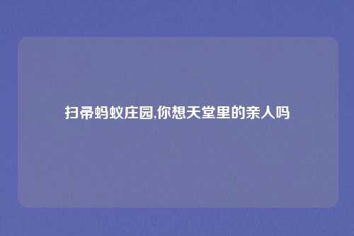 扫帚蚂蚁庄园,你想天堂里的亲人吗