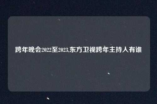 跨年晚会2022至2023,东方卫视跨年主持人有谁