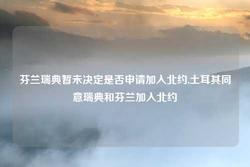 芬兰瑞典暂未决定是否申请加入北约,土耳其同意瑞典和芬兰加入北约
