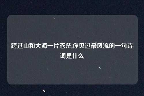 跨过山和大海一片苍茫,你见过最风流的一句诗词是什么