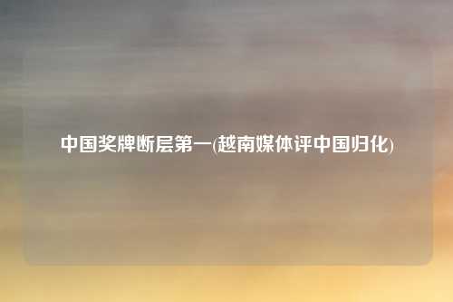 中国奖牌断层第一(越南媒体评中国归化)