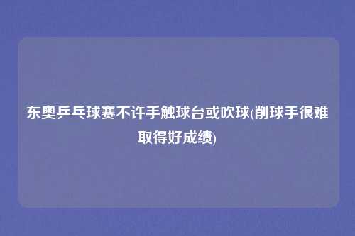 东奥乒乓球赛不许手触球台或吹球(削球手很难取得好成绩)