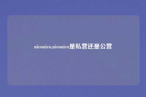 niconico,niconico是私营还是公营