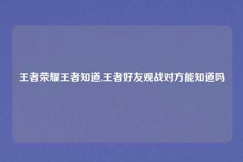 王者荣耀王者知道,王者好友观战对方能知道吗