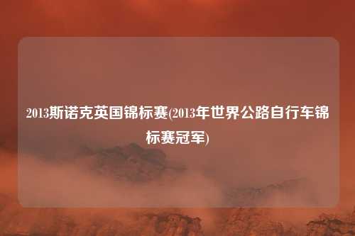 2013斯诺克英国锦标赛(2013年世界公路自行车锦标赛冠军)