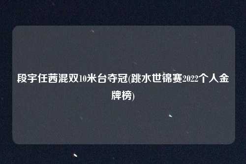 段宇任茜混双10米台夺冠(跳水世锦赛2022个人金牌榜)