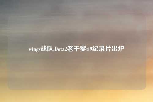 wings战队,Dota2老干爹ti9纪录片出炉