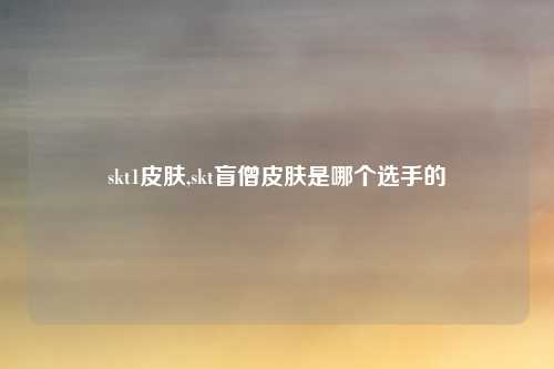 skt1皮肤,skt盲僧皮肤是哪个选手的