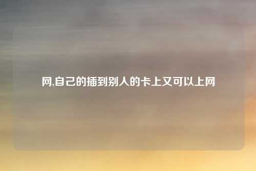 网,自己的插到别人的卡上又可以上网