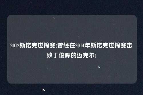 2012斯诺克世锦赛(曾经在2014年斯诺克世锦赛击败丁俊晖的迈克尔)