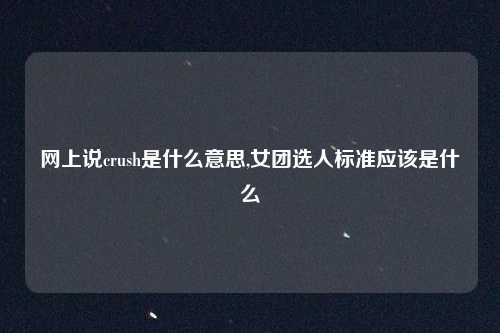 网上说crush是什么意思,女团选人标准应该是什么
