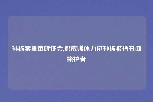 孙杨案重审听证会,挪威媒体力挺孙杨被指丑闻掩护者