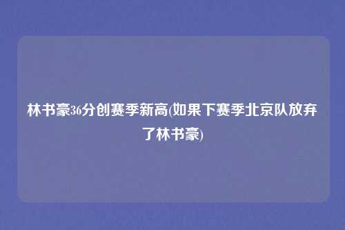 林书豪36分创赛季新高(如果下赛季北京队放弃了林书豪)