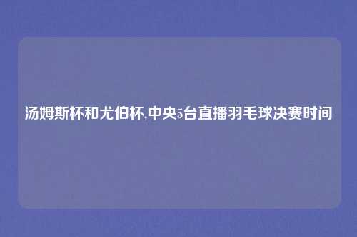 汤姆斯杯和尤伯杯,中央5台直播羽毛球决赛时间