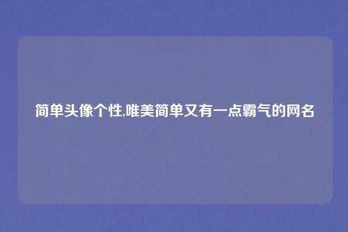 简单头像个性,唯美简单又有一点霸气的网名