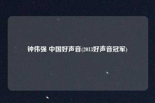 钟伟强 中国好声音(2013好声音冠军)