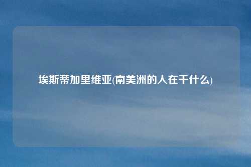 埃斯蒂加里维亚(南美洲的人在干什么)