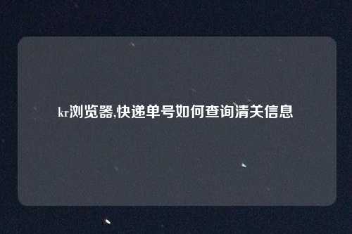 kr浏览器,快递单号如何查询清关信息