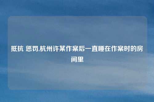 抵抗 惩罚,杭州许某作案后一直睡在作案时的房间里