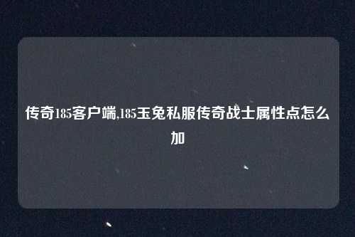 传奇185客户端,185玉兔私服传奇战士属性点怎么加