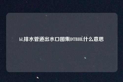 bl,排水管道出水口图集DTBHL什么意思