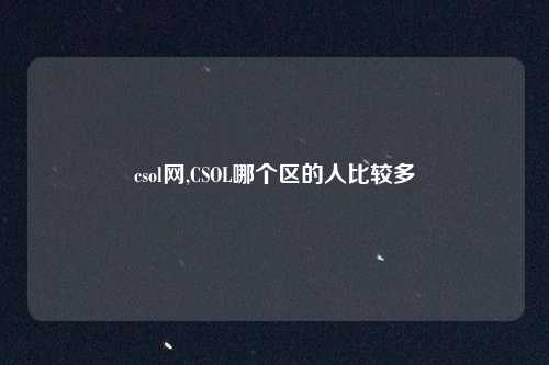 csol网,CSOL哪个区的人比较多