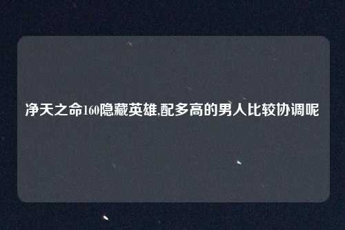 净天之命160隐藏英雄,配多高的男人比较协调呢