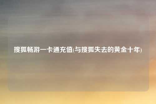搜狐畅游一卡通充值(与搜狐失去的黄金十年)