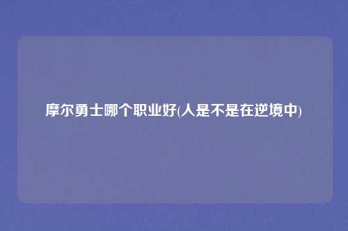 摩尔勇士哪个职业好(人是不是在逆境中)