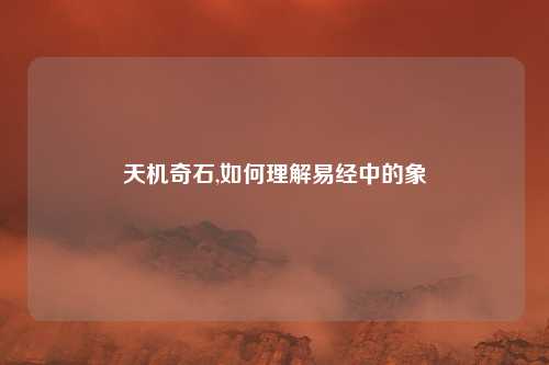 天机奇石,如何理解易经中的象