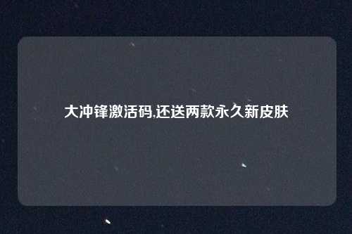 大冲锋激活码,还送两款永久新皮肤