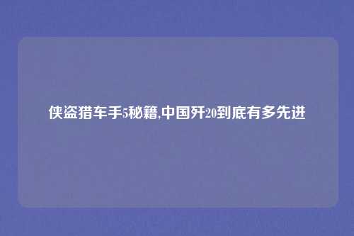 侠盗猎车手5秘籍,中国歼20到底有多先进