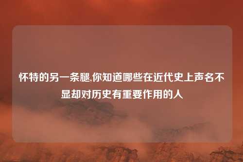 怀特的另一条腿,你知道哪些在近代史上声名不显却对历史有重要作用的人
