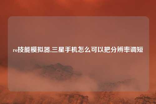 ro技能模拟器,三星手机怎么可以把分辨率调短