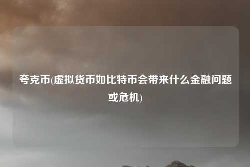 夸克币(虚拟货币如比特币会带来什么金融问题或危机)