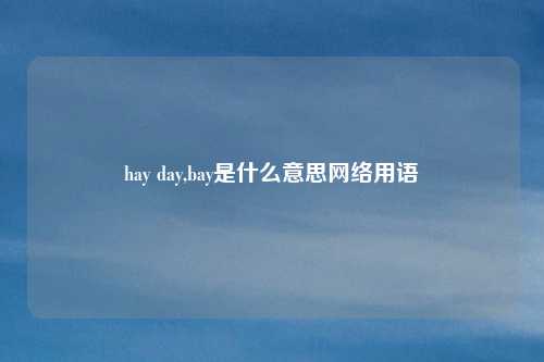 hay day,bay是什么意思网络用语