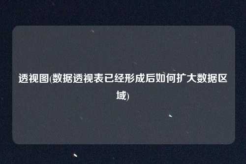 透视图(数据透视表已经形成后如何扩大数据区域)